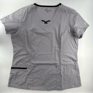 Buttersoft Women's Light Gray V-Neck Short Sleeve Scrub Top